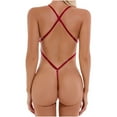 thumbnail image 4 of HUPOM Women's Panties Mid Waist Pull-On Jumpsuit Sleep Bodysuit on Clearance Red Size XL, 4 of 9