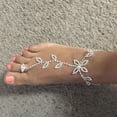 thumbnail image 5 of Eosunjian Adjustable Extended Chain Women Anklet Shining Rhinestone Leaves Foot Chain with Toe Ring Foot Jewelry Silver, 5 of 11