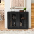 thumbnail image 2 of Jopath Sideboard Cabinet with 2 Outlet Holes, Buffet Cabinet with Storage Mid Century Modern Fluted Hollowed Out for Living Room Entryway Hallway Dining Room Kitchen Black, 2 of 9