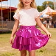 thumbnail image 2 of XAOFW Girls Skirts Glitter Tiered Cake Ruffle Hem Shiny Tutu Pleated Fashionable Cozy Club Party Skirt, 2 of 4