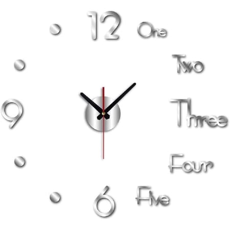 LINLIN Frameless 3D DIY Wall Clock,3D Number Wall Clock, Punch-Free Wall Stickers,Mute Decoration Clock for Home Living Room