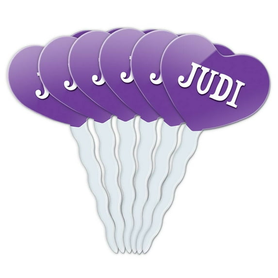Judi Heart Love Cupcake Picks Toppers - Set of 6