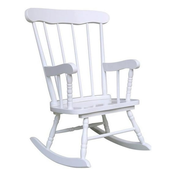 Rosebery Kids Solid Para Wood and Veneers Rocker in Linen White