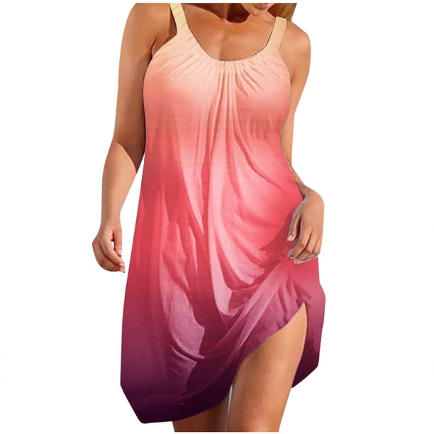 Vestido de verano para mujer, estampado, sin mangas, con cuello, sexy, informal, fluido, para la playa OAVQHLG3B Store lin121212