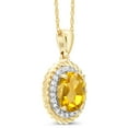 thumbnail image 3 of Gem Stone King 14K Yellow Gold Pendant 1.45 Ct Oval Yellow Citrine White Diamond, 3 of 5