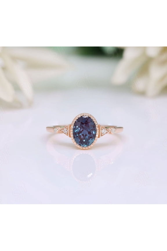 Oval Cut Natural Color Changing Alexandrite Gemstone Ring 925 Sterling Silver Handmade Men's Women Ring