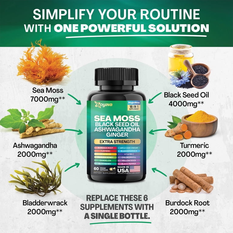 Boysea.Shilajit and Sea Moss Bundle- 90 Count - Sea Moss, Black Seed Oil, Ashwagandha, Ginger & Shilajit, Rhodiola Rosea, All in 1 Supplements (1 Pc Boysea.Shilajit and Sea Moss Bundle- 90 Count - Sea Moss, Black Seed Oil, Ashwagandha, Ginger & Shilajit, Rhodiola Rosea, All in 1 Supplements (1 Pc