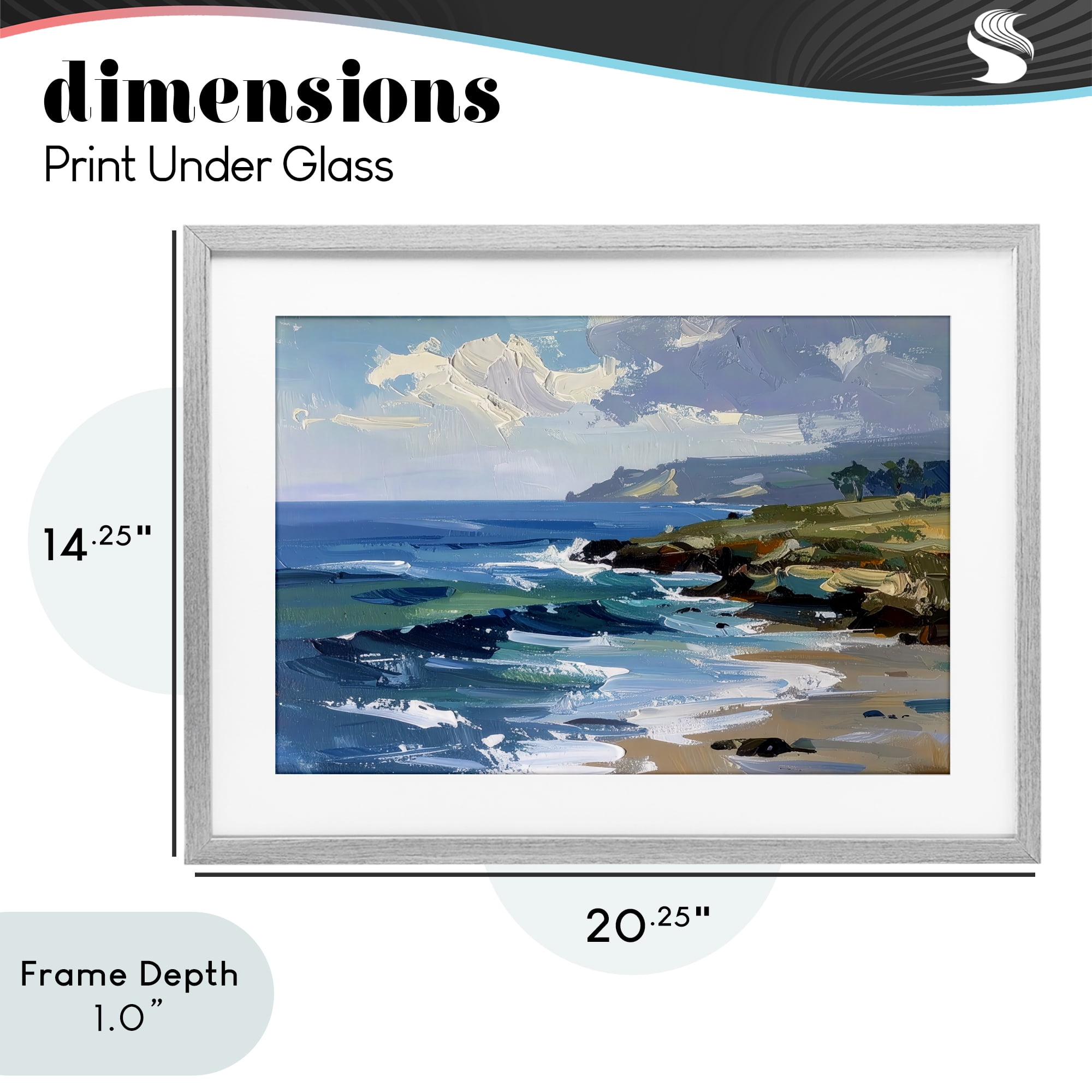 Stupell Industries Sky To Sea Impression Gray Framed Print Under Glass, design by Alonza Saunders