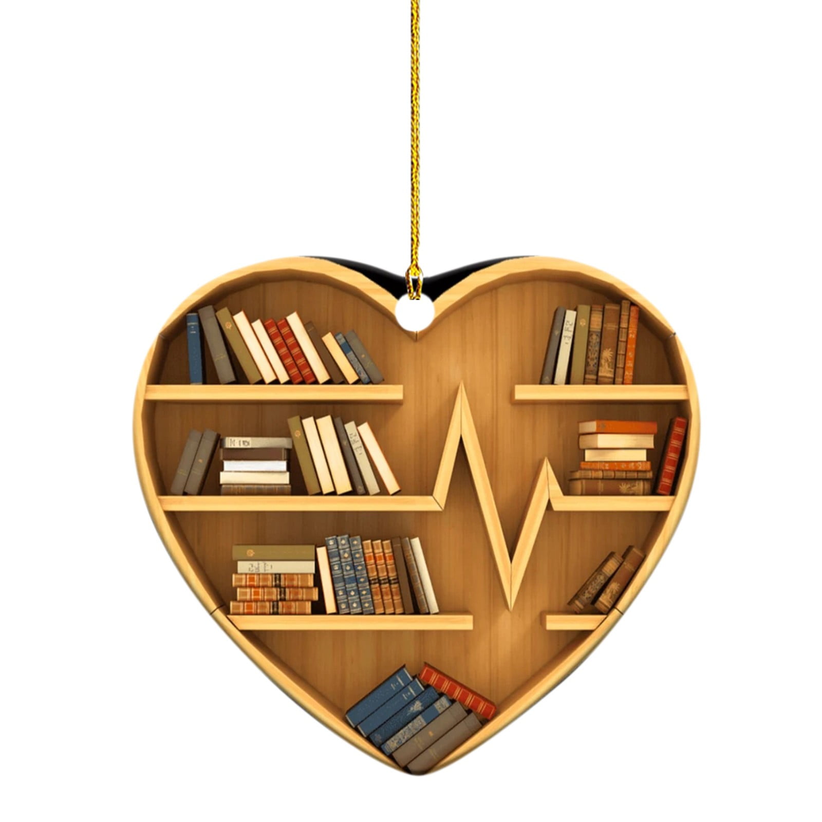 Wiueurtly Book Lovers Heart Shaped Bookshelf Pendant Acrylic Ornament ...