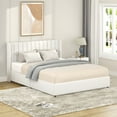thumbnail image 2 of dokea Anda Queen Size Platform Bed - Ivory Boucle Upholstered with 4 Drawers, 2 of 4