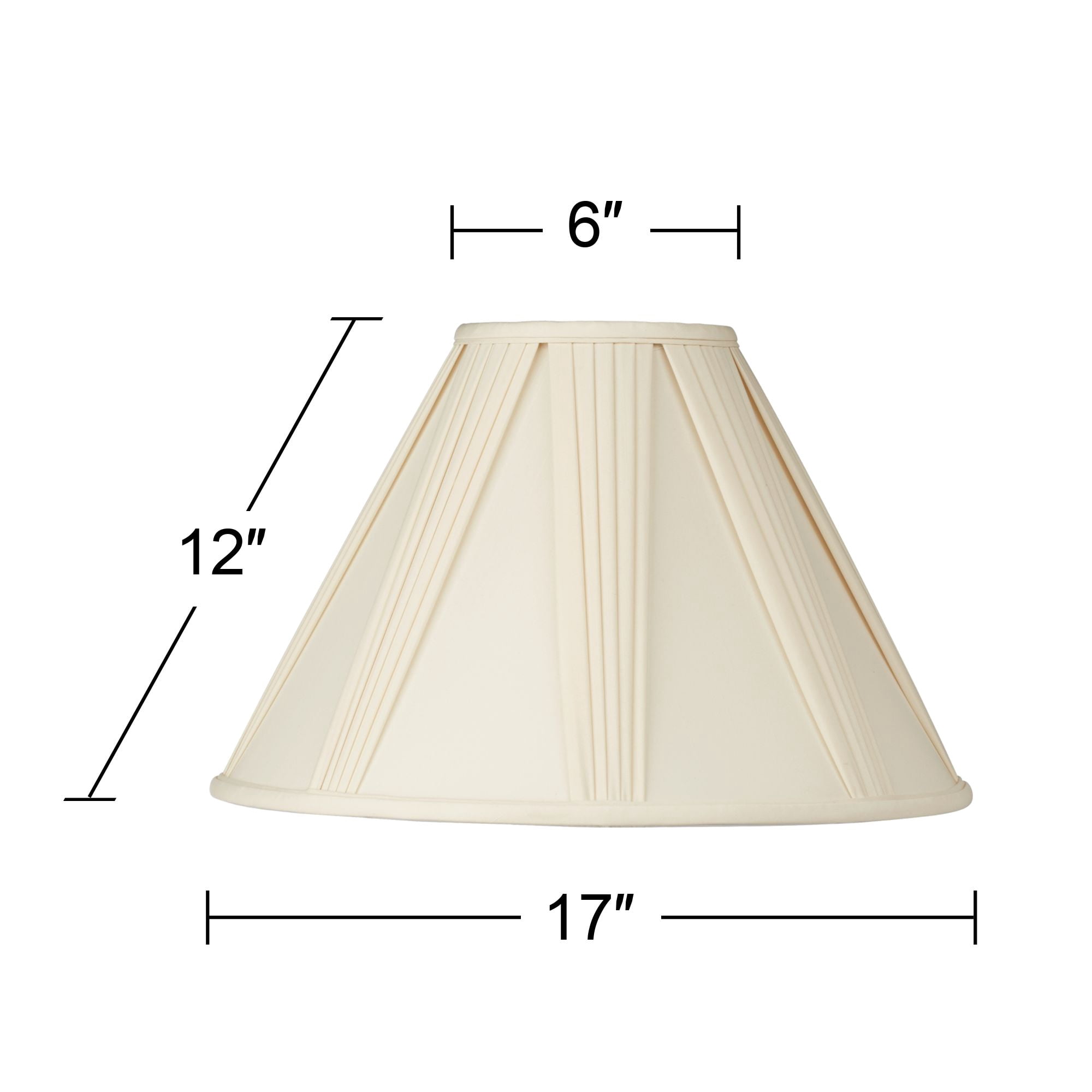 Springcrest Collection Empire Lamp Shade Ivory French Drape Large 6" Top x 17" Bottom x 12" High Spider Harp and Finial Fitting