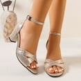 thumbnail image 6 of Taylonsss Women's Comfortable Plus Size Peep-Toe Open-Toe Crisscross Strap Chunky Heel High-Heeled Sandals for Casual Party Office Summer, 6 of 9