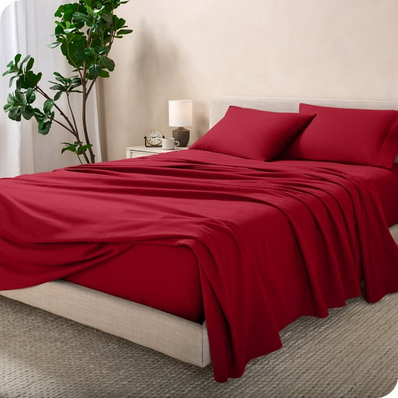 Juego de Sábanas de Lujo Bare Home 100 % Algodón Twin-XL Rojo 3 Piezas