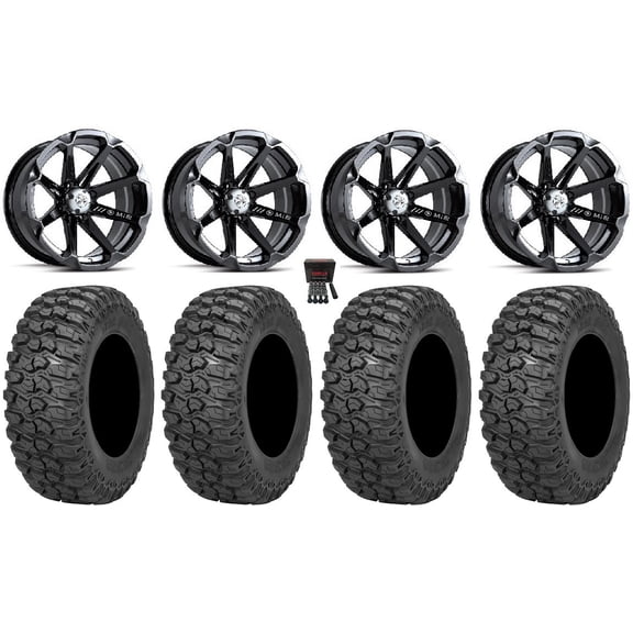 MSA Diesel 14" Wheels Black 28" Trail Saw 2.0 Tires Polaris RZR XP 1000 / PRO XP / Ranger XP 900/1000