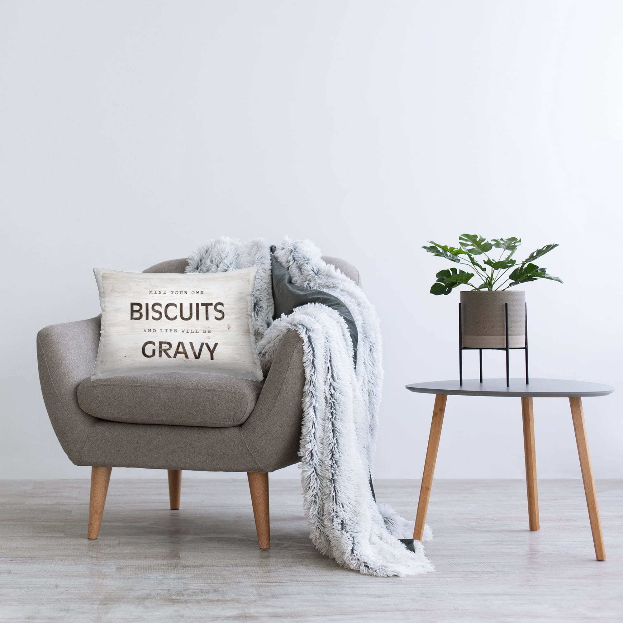 Stupell Industries Mind Your Biscuits Life Is Gravy Decorative Printed Throw Pillow, design by Cindy Jacobs