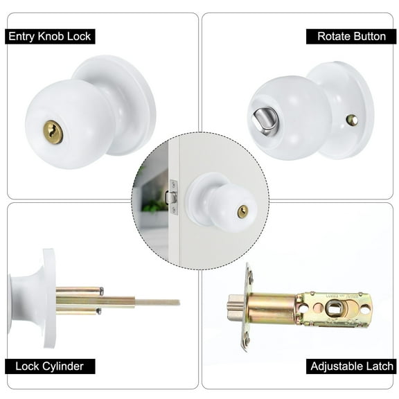Uxcell Privacy Doorknob, Doorknob Lock with Keys, Round Ball Door Knobs for Front Door, Bedroom and Bathroom