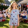 thumbnail image 4 of Heydday Kids 4th of July Outfit 2 Piece Set for Girls Boys American Flag Shirt and Shorts Patriotic USA 250 Anniversary(Blue/2-3 Years), 4 of 5