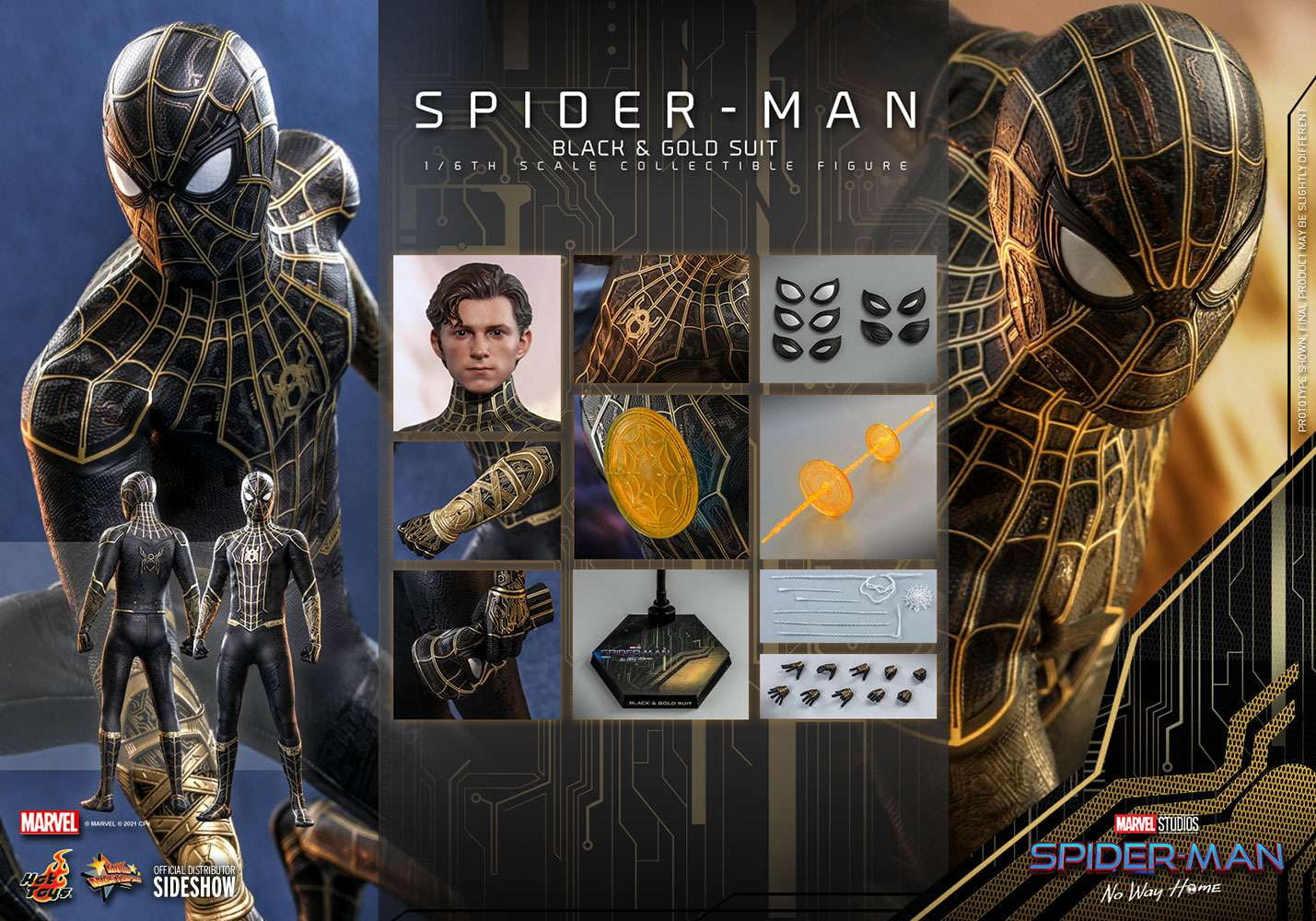 Hot Toys Spider-Man Black & Gold Spider-Man No Way Home MMS 1/6 Scale Exclusive