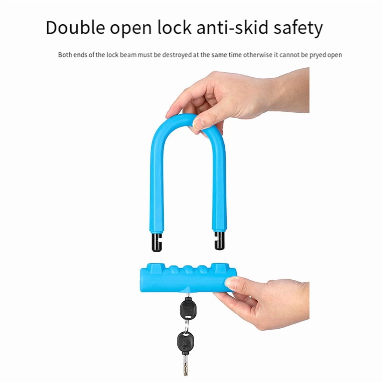 Bike Lock Anti-Theft Mountain Bike Road Bike Silicone U-Lock Helmet Bicycle Electric Scooter Blue,1 x Padlock,Blue