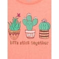 thumbnail image 2 of Wonder Nation Girls Cactus Friends Short Sleeve Tee, Sizes 4-18 & Plus, 2 of 3