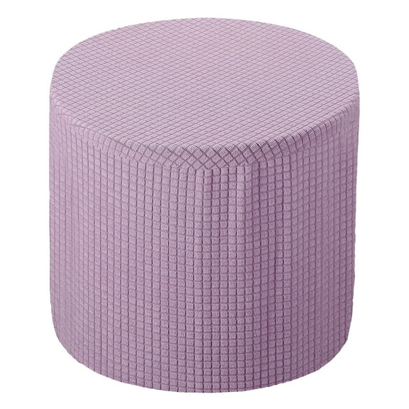 Ottoman Cover Round, Stretch Ottoman Slipcover Fit Diameter 9.8"-12.6", Non-Slip Footstool Protector Cover Light Purple