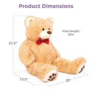 Best Choice Products 35in Giant Soft Plush Teddy Bear Stuffed Animal Toy w/ Bow Tie, Footprints - Brown