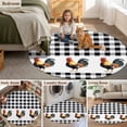 thumbnail image 5 of Black White Plaid Rooster Large Round Rug 8 FT, Non Slip Living Room Area Carpet, Vintage Farmhouse Checkered Washable Soft Circle Rug Non-Shedding Floor Carpet for Bedroom Office Dining Room, 5 of 9