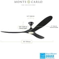 thumbnail image 2 of Monte Carlo 3MAVR70BKBKD Maverick Max Energy Star 70" Ceiling Fan with LED Light and Hand Remote Control, 3 Balsa Wood Blades, Matte Black, 2 of 4