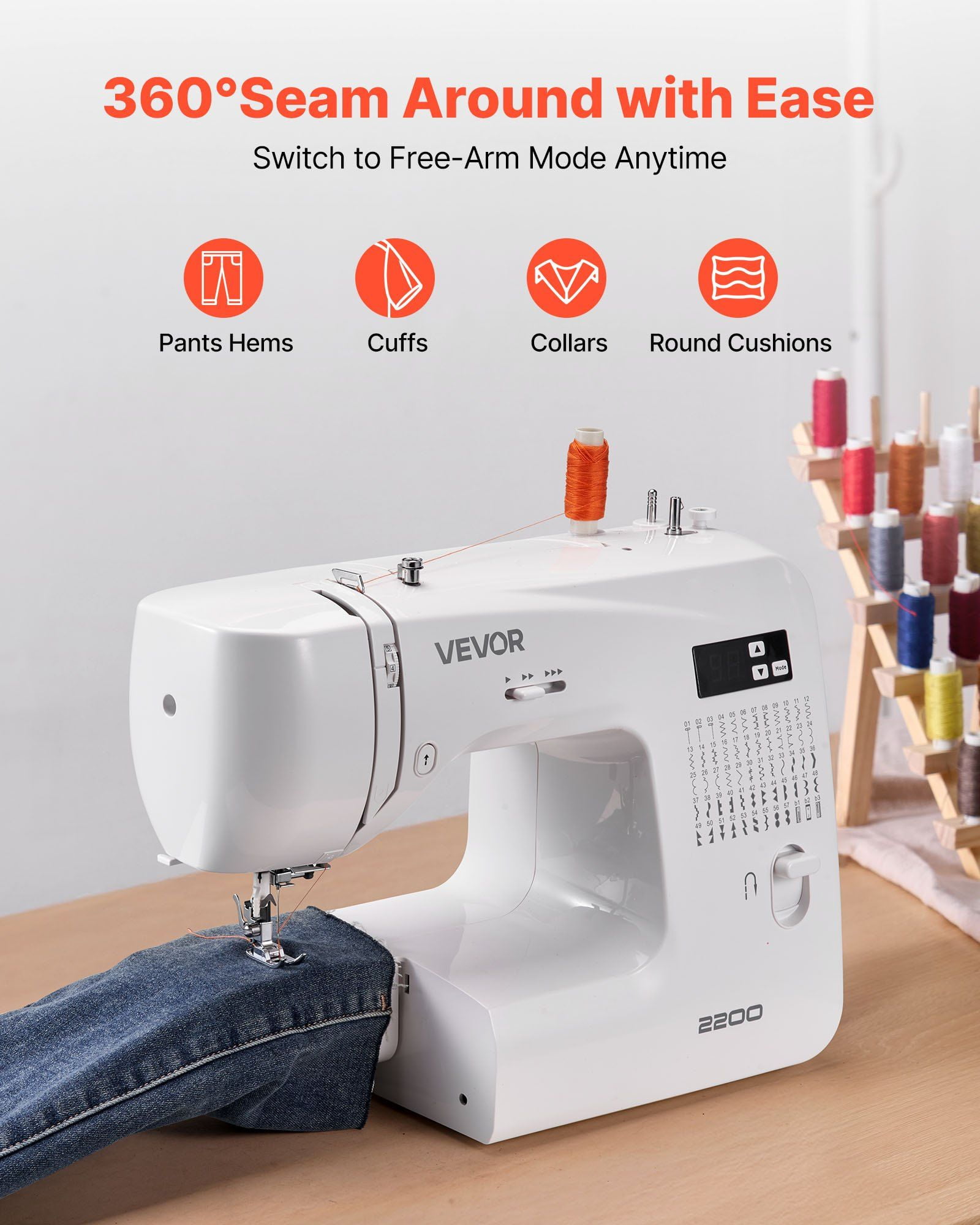 Computerized Sewing Machine Digital Sewing Machine with 60 Built-in Stitches, LED Display, Heavy-Duty Metal Frame, Automatic Needle Threader, Adjustable Stitch Length and Width, Free Arm, Foot Pedal