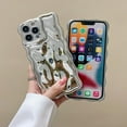 thumbnail image 3 of Compatible with iPhone Case for Women/Girls, Cute Electroplated Silver 3D Stone Curly Texture Ripple Wave Anti-Scratch Shockproof Fall Protection Phone Case for iPhone 13 Pro Max, Silver, 3 of 10