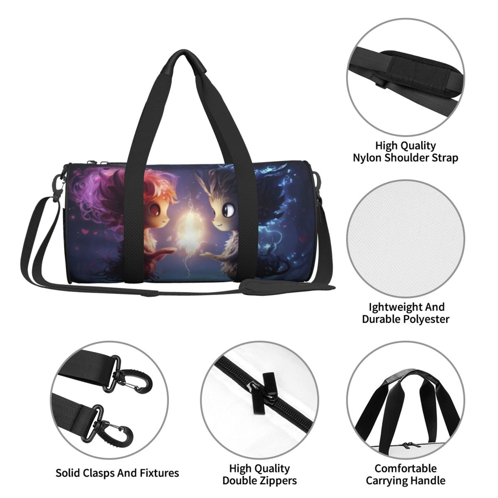 Vsdgher Dreamy Forest Elf 45L Foldable Duffel Bag, Sports Gym Bag,Overnight Bag, Portable Weekender Bag for Airplanes