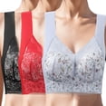 thumbnail image 2 of Youmylove 3-Pack Women Bra Thin Lace Back Wrapped Chest Vest With Wireless Fixed Cup Large Chest Push Up Collection Side Breast Traceless Bra Comfort Brassiere, 2 of 4