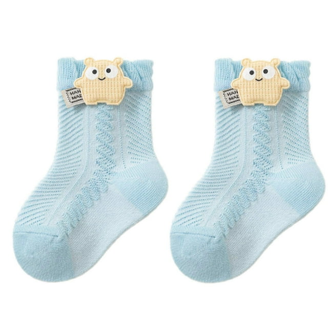 1 Pair Baby Socks Comfortable Lovely Pattern Multi Color Hosiery Stretchy Breatheable for 0-3 Years Kids Yellow M