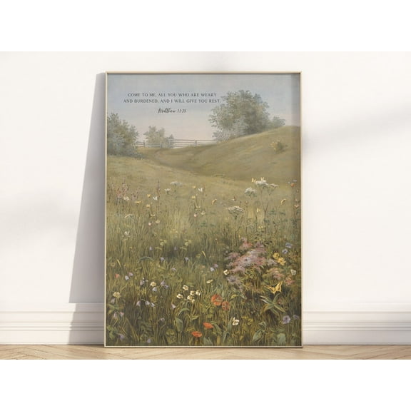 Matthew 11:28 Bible Verse Wall Art, Come To Me All You Who Are Weary And Burdened Christian Vintage Scripture Quote Poster Print Wall Art, Modern Wall Decor, 8x12 UNFRAMED