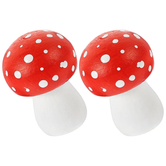 WEAVILUX Garden Mushroom Ornament Wood Mushroom Decors Multi-Colored 2Pcs Families