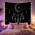 thumbnail image 2 of Crescent Moon with Beaded Feathers and Star, Dreamy Boho Style for Astrology Fans, Celestial Wall Decor Housewarming Gift, Tapestry Wall Hanging for Bedroom and Dorm, 2 of 7