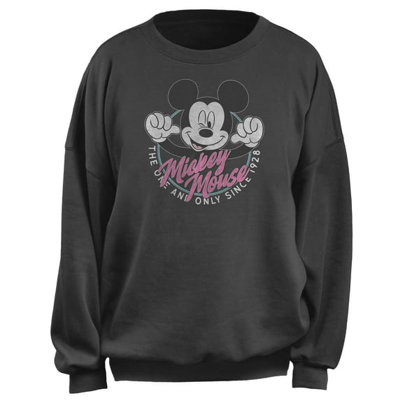 Junior's Mickey & Friends Distressed One and Only Mouse Sweatshirt Charcoal Medium