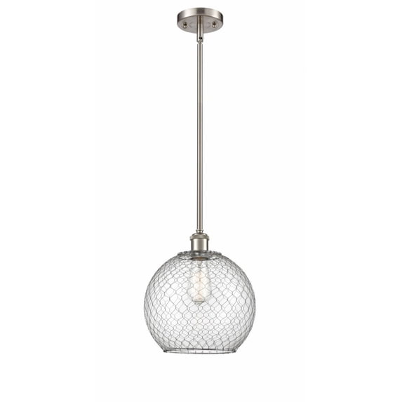 516-1S-SN-G122-10CSN-LED-Innovations Lighting-Large Farmhouse Chicken Wire-3.5W 1 LED Pendant in Industrial Style-10 Inches Wide by 13 Inches High