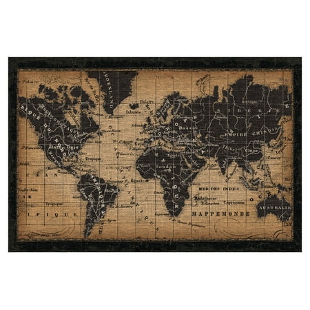 Beautiful Vintage Brown And Black Old World Map By Pela