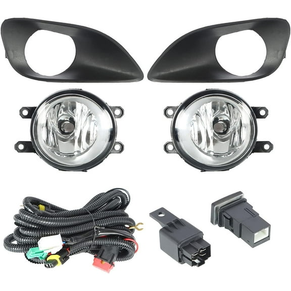 Genrics Pair Fog Light Lamps w/Switch Wiring Frame Replacement for 2007-2011 Toyota Yaris Sedan