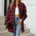 thumbnail image 4 of UPPADA Flannel Shirts for Women Casual Plaid Dressy Tops Long Sleeve Button Down Shirts Curved Hem Blouses with Pockets Red,L, 4 of 7