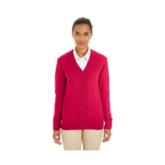 HARRITON M425W LADIES' PILBLOC V-NECK BUTTON CARDIGAN SWEATER