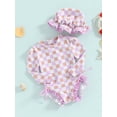 thumbnail image 3 of Suealasg Baby Girls Romper Swimsuit 3 6 12 18 24 Months Infant Girls Floral/Ice Cream Print Long Sleeve One Piece Swimwear Summer Swimming Suit Beach Wear with Sun Hat, 3 of 9