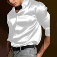 thumbnail image 1 of Camisa de vestir de seda satinada para hombre Fule, camisas casuales de manga larga con botones para bodas y fiestas, 1 of 8