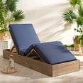 thumbnail image 4 of Safavieh Vincent Wood Outdoor Lounge Chair, Natural/Navy, 4 of 15