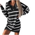 thumbnail image 4 of Up to 35% off Ndbuld Womens Long Sleeve Fall Dresses Ladies New V-neck Long Sleeve Sweater Striped Loose Casual Knitted Dress,Black,S, 4 of 7