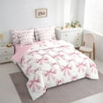 thumbnail image 3 of Manfei Princess Ribbon Child Twin Bedding Sets 7-Piece, White Pink Cartoon Bedding Comforter Set, Kawaii Bowknot Bow Reversible Sheet Sets, Microfiber Bedroom Decor, 3 of 7