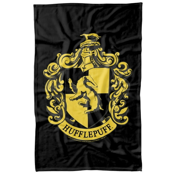 Harry Potter Hufflepuff Crest Logo Fleece Blanket 36' x 58',Hufflepuff Crest