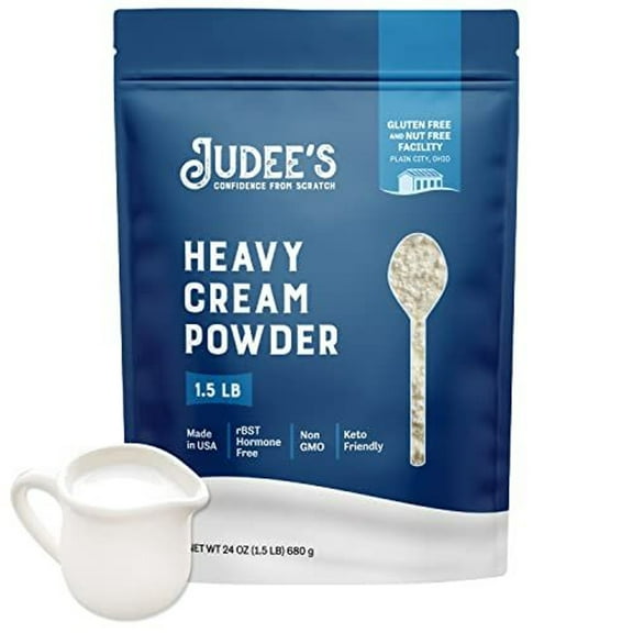 Judee's Heavy Cream Powder 1.5 lb - GMO and Preservative Free - 100% Gluten-Free - Keto Friendly - Add Healthy Fat to Coffee, Sauces, or Dressings - Make Liquid Heavy Cream