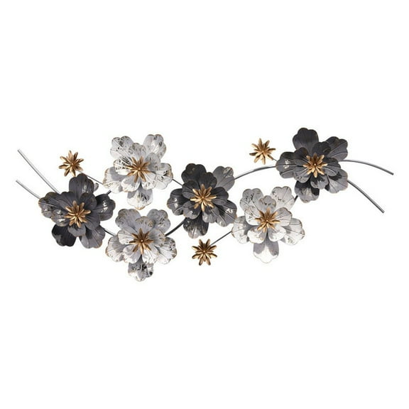3D Wall Decoration Metal Wall Wall Decoration, Iron Art Sculpture Wall Hanging, Flowers Leaves Retro Living Room Bedroom Background, Wall Sculptures for Office Living Room Bedroom
